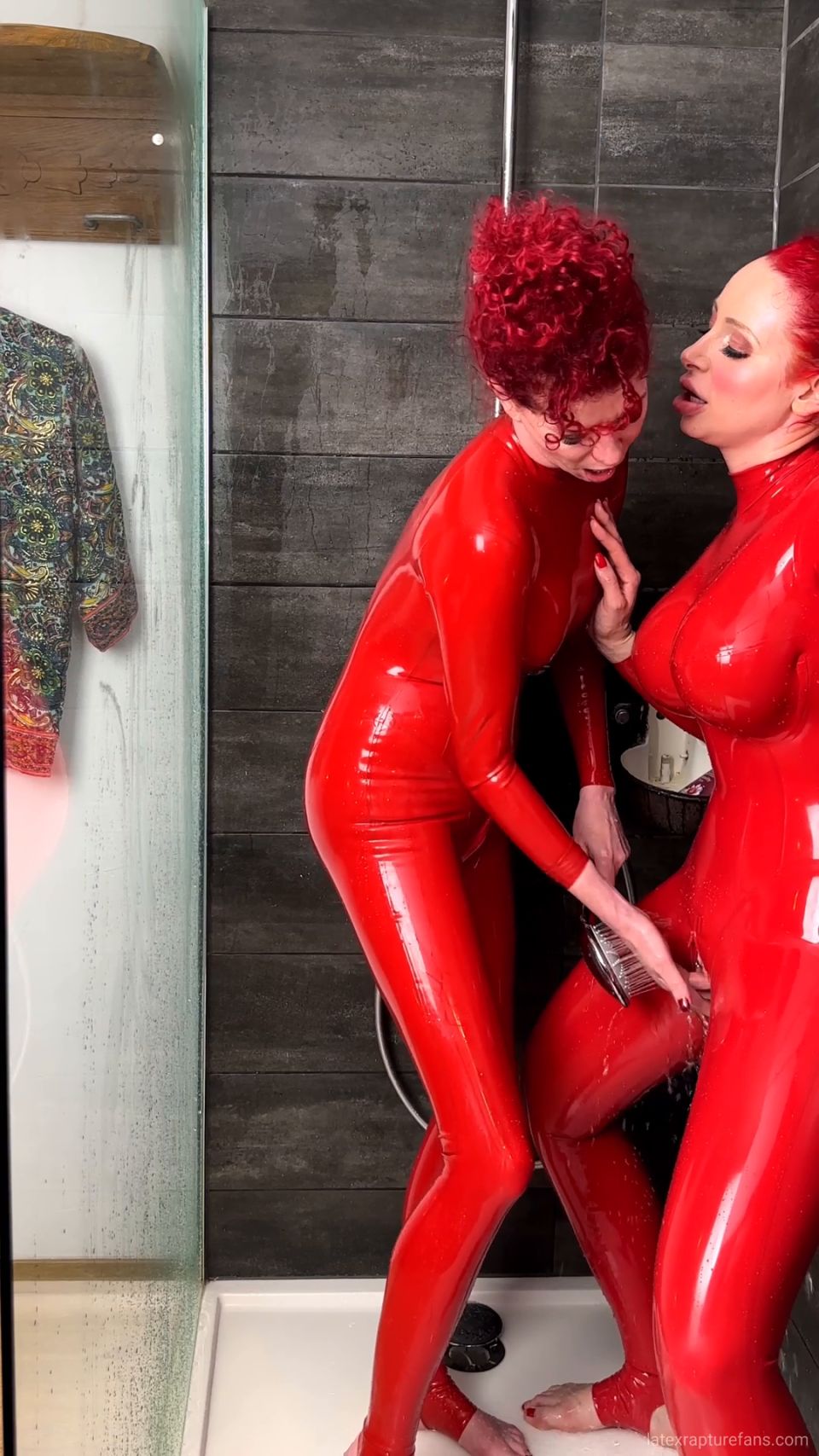 Lesbian shower fun.