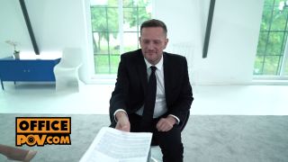 OfficePOV: Babe Drinks Cum, Closes Hot Deal - Must Watch!-1