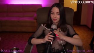 Moona ASMR Moona ASMR shared a Fansly ASMR video teasing in sexy black fishnet outfit and lingerie  asmr-4