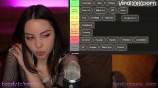 Moona ASMR Moona ASMR shared a Fansly ASMR video teasing in sexy black fishnet outfit and lingerie  asmr-8