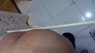 Free Porn Spank Video | [hotspanker.com] M013 - Caning In Bathroom Kneeling On A Chair-8