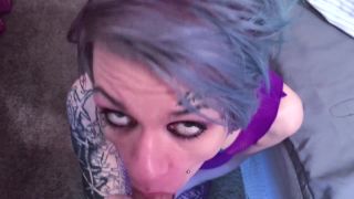 Online Cum to Mouth – INSANE SPLIT TONGUE BJ W Tip Edging & Swallow in Purple Fishnet Bodysuit - handjob-8
