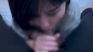 hentaininja_hina - Kinky girl with dick in the back of her throat and squeezing sperm out.-0