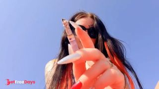 [GetFreeDays.com] Smoking fetish. Dominatrix smokes a cigarette on the beach Sex Leak October 2022-4