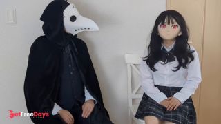 HENTAI Aibu. Veranda. Maid. Masturbation while being restrained.-9