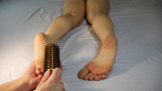 Brush Tickling Feet, Huge Tickle Orgasm(Feet porn)-5