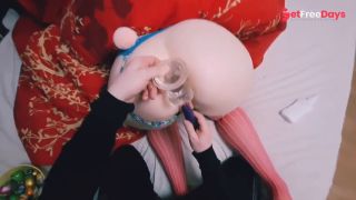 Caught Easter Bunny in my bedroom and made her come hard with a big clear dildo-5