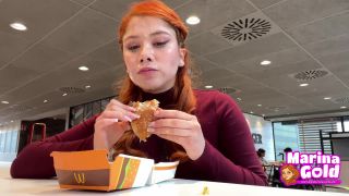 xxx video clip 48 Marina Gold – Cum Drenched Teen Eats A Burger Bukkake on public bukkake swallow porno-6
