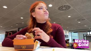 xxx video clip 48 Marina Gold – Cum Drenched Teen Eats A Burger Bukkake on public bukkake swallow porno-7