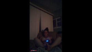 Beautiful girl playing video games in her nightgown getting horny and thinking about dick-2