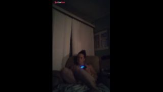 Beautiful girl playing video games in her nightgown getting horny and thinking about dick-5