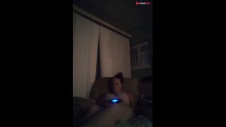 Beautiful girl playing video games in her nightgown getting horny and thinking about dick-9