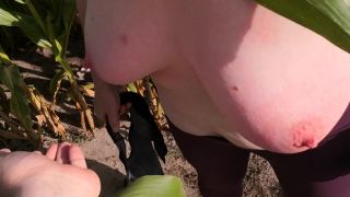 Slap an squeeze my tits in corn field BDSM!-8