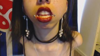 free video 19 Miss Alice the Goth – Spit Saliva Drooling Fetish Red Lipstick on solo female gay armpit fetish-1