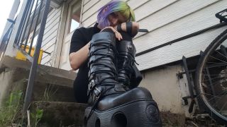 adult video clip 43 bbw fetish Boots porn Cyberpunk goth girl boot worship and spitty soles(Feet porn), tattooed on femdom porn-1