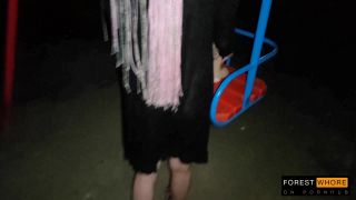 Forest Whore - Night naked walk licking public toilet and public fetishes-3