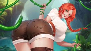 Anime Hentai Chica con cosplay de NATUKO se exita jugando y se llena el culo y la vagina con Tentculo-3