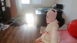 HairyMaid - Sexy wife has fun trying on clothes and cutting them. Brunette dances naked around the house.-3