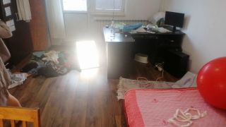 HairyMaid - Sexy wife has fun trying on clothes and cutting them. Brunette dances naked around the house.-8