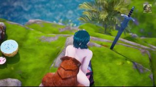 イーシェン Threesome with a Lizardman with two dicks, Warrior Princes and Elf have double fuck, anal and facial-5