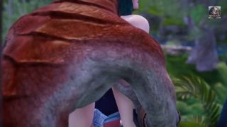 イーシェン Threesome with a Lizardman with two dicks, Warrior Princes and Elf have double fuck, anal and facial-6