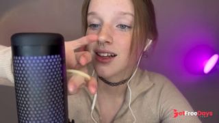 Asmr Vulgar Girl with Freckles Plays with a Condom in Her Mouth Wet Sound br...-7
