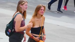 Fantastic big boobs almost slipping out of top-5