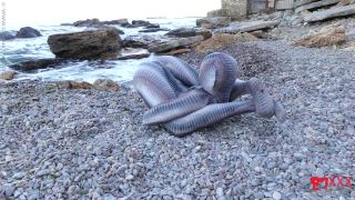 Full body catsuit on the beach Latex!-4