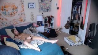 online adult clip 36 clubdom femdom Cute horny girl masturbating with hitachi on the bed. hidden cam, femdom on femdom porn-3