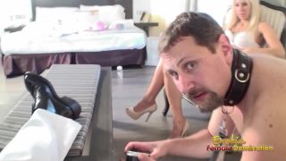 EROTIC FEMALE DOMINATION - Slave Has To Lick Bull's Boots Clean With His Tongu.-1