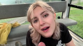 Teen swallows loads of cum on a cable car - public blowjob by Eva Elfi ...-7