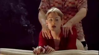 Blonde in red smokes and fucks.-0