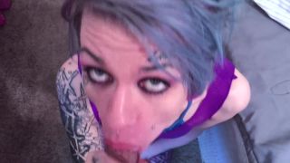 adult video 27 i have a foot fetish Cum to Mouth – INSANE SPLIT TONGUE BJ W Tip Edging & Swallow in Purple Fishnet Bodysuit, foot on feet porn-8