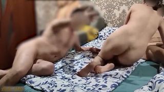 Cuckold husband licks while wife gets fucked.-1