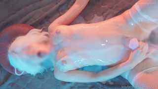 7113 Blonde in White Stockings Moans in a Puddle of Cum while...-9