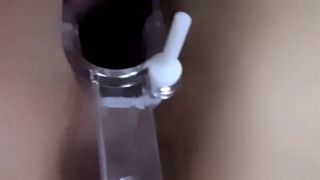 Amateur Spreading my pussy open with a speculum and filling it with fake cum until its full-3