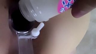 Amateur Spreading my pussy open with a speculum and filling it with fake cum until its full-4