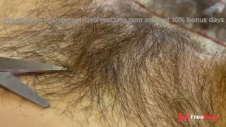 Hairy bush pussy hair cutting-8