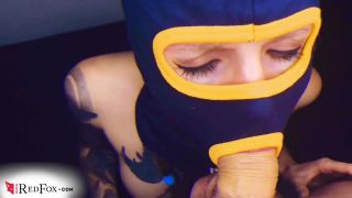 RedFox XXX - Sexy Masked Girl Suck Guy S Cock And Jerk Off After Robber Game , busty lesbian babes on pov -2