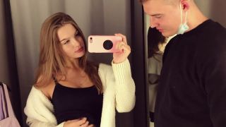 A Cute Girl Sucks A Dick And Takes Cum In Her Mouth, In A Fitting Room, In A Shopping Center 1080p-1