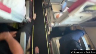 Katty West - Risky Extreme Public Handjob and Blowjob on Plane Amateurporn - Airplane sex-0