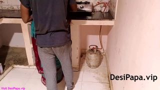 Desi wife in sari cooking food band ask to have sex.-1