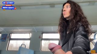 Cum On Public Train And Walks Around Carriages With Cum On Face (Teen) Katty West-3