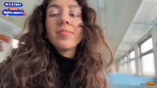 Cum On Public Train And Walks Around Carriages With Cum On Face (Teen) Katty West-7