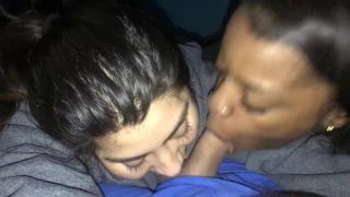 My girlfriend and black girl suck at the same time my dick Black!-3