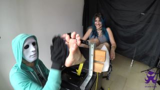 Ticklish girl – Hyper Hailie – Feet In The Stocks – First Time - Soles tickling-9