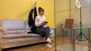 online adult clip 26 Petite Princess FemDom - Gamer Kira In Leggings Uses Her Chair Slave While Playing on femdom porn slave fetish-8
