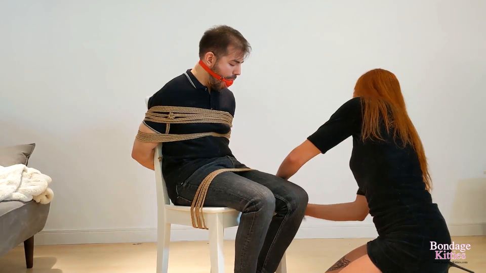 Bondage Kitties Girlfriend and mistress take revenge on boy on Valentines Day (Fetish porn)