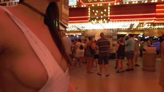 Shy Goth Exhibitionist Vegas Trip Packed Street Sideboob-3