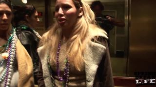 Mardi Gras Party Girls Flashing in Public - Black-4